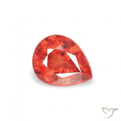 Saphir Rouge feu naturelle En forme de poire, 0.48 ct, VS