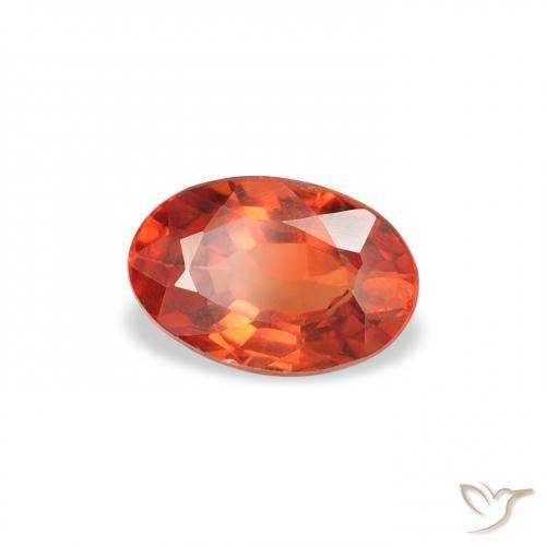 Saphir Orange rougeâtre naturelle ovale, 0.62 ct, VS
