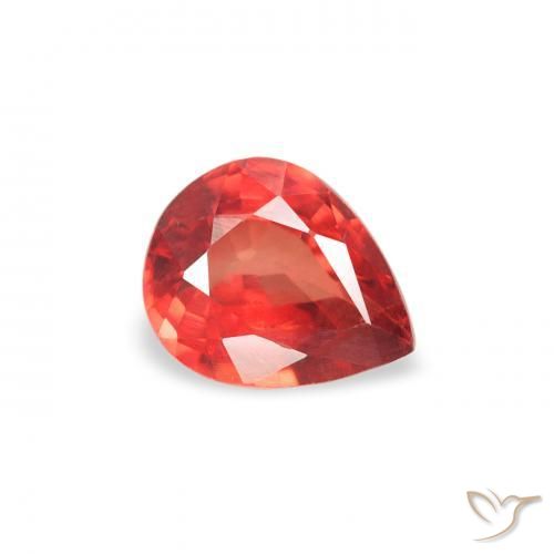 Saphir Rouge intense naturelle En forme de poire, 0.41 ct, VS