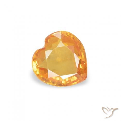 Saphir Orange moyen naturelle Cœur, 0.38 ct, VVS