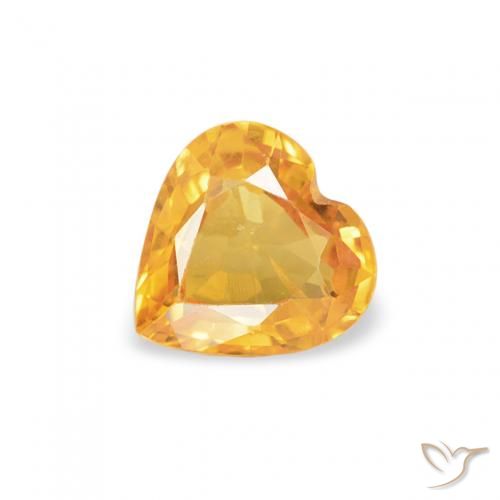 0.43ct Naturel Orange-or Saphir, Cœur, VS