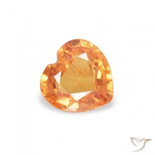 Saphir Orange vif naturelle Cœur, 0.37 ct, VS