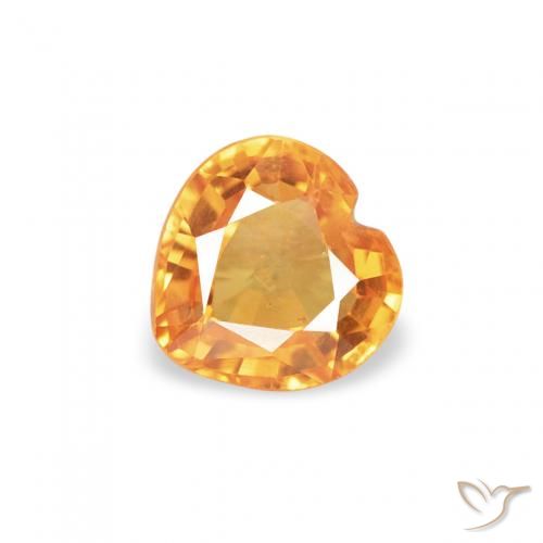 0.42ct Naturel Orange-or Saphir, Cœur, VS