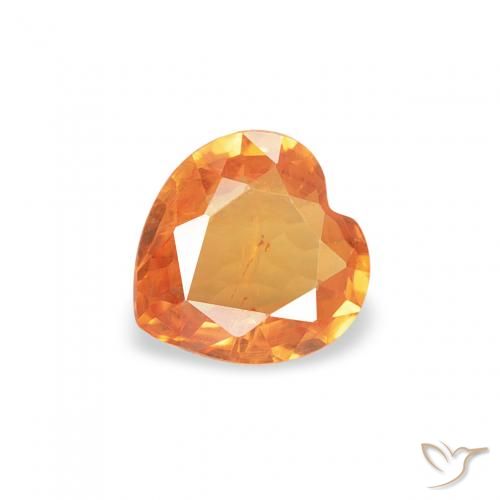0.35ct Naturel Orange vif Saphir, Cœur, VS