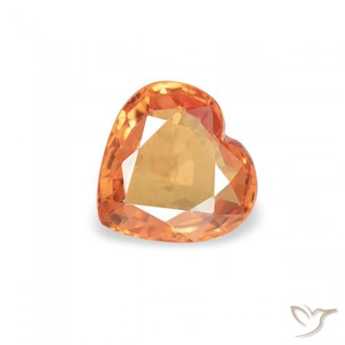 0.38ct Naturel Orange vif Saphir, Cœur, VS