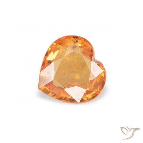 Saphir Orange foncé naturelle Cœur, 0.41 ct, VS