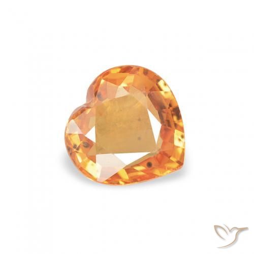 Saphir Orange foncé naturelle Cœur, 0.41 ct, VS