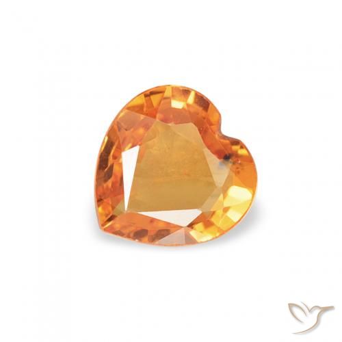 0.39ct Naturel Abricot orange Saphir, Cœur, VS