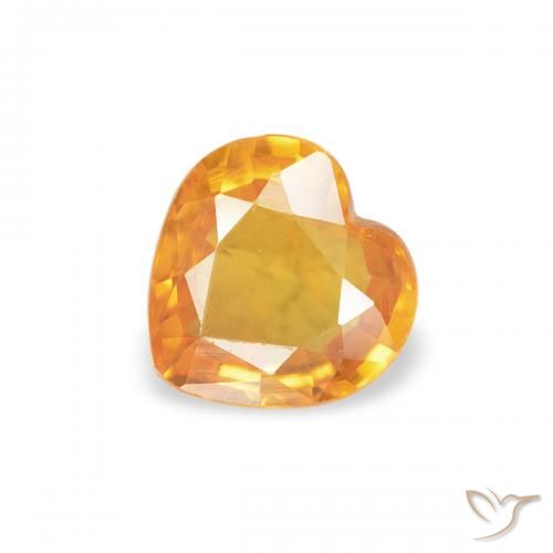 0.38ct Naturel Abricot orange Saphir, Cœur, VS