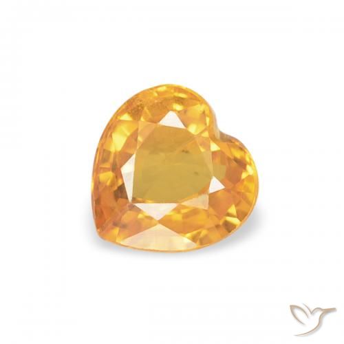 0.43ct Naturel Medium Light-Orange Saphir, Cœur, VS