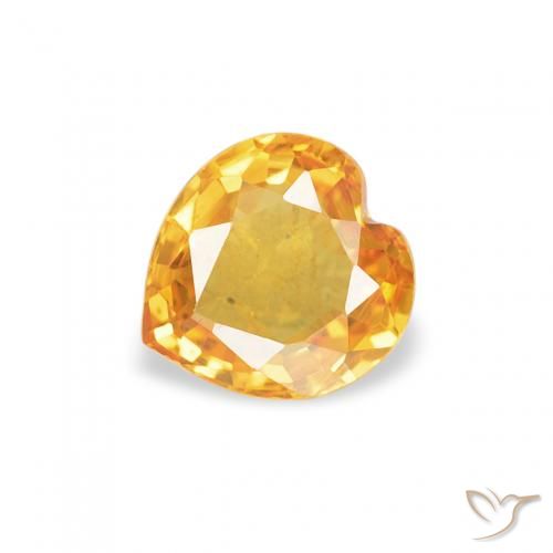 Saphir Orange doré profond naturelle Cœur, 0.43 ct, VVS-VS