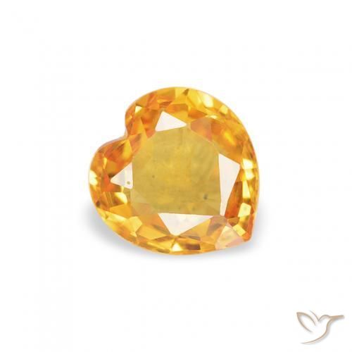 Saphir Orange doré profond naturelle Cœur, 0.43 ct, VVS-VS