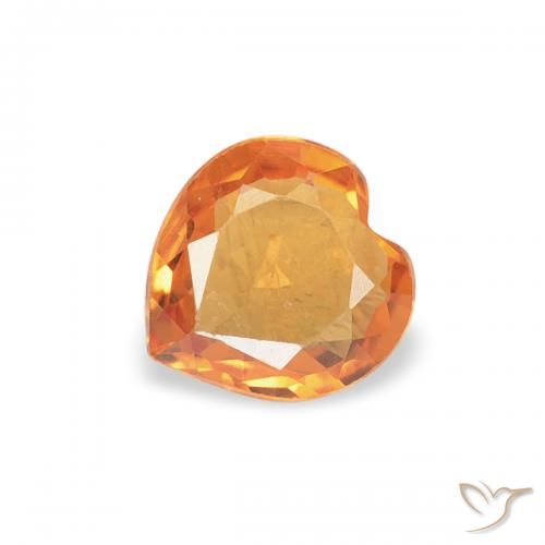 0.35ct Naturel Orange foncé Saphir, Cœur, VVS-VS