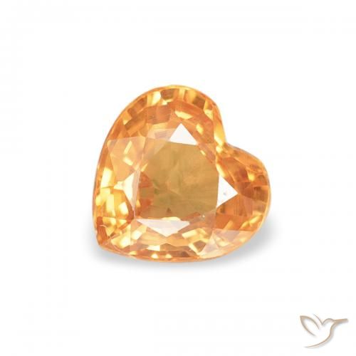 0.45ct Naturel Orange vif Saphir, Cœur, VS