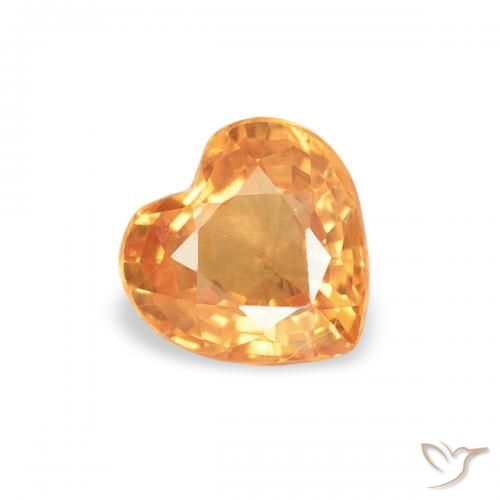 Saphir Orange vif naturelle Cœur, 0.45 ct, VS