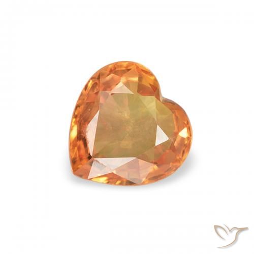 0.40ct Naturel Orange foncé Saphir, Cœur, VS, Photo A