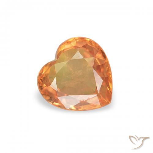 Saphir Orange foncé naturelle Cœur, 0.40 ct, VS