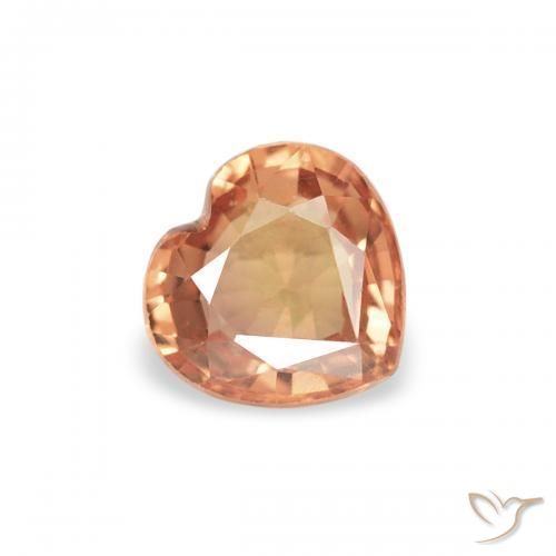 Saphir Orange rougeâtre naturelle Cœur, 0.40 ct, VVS-VS