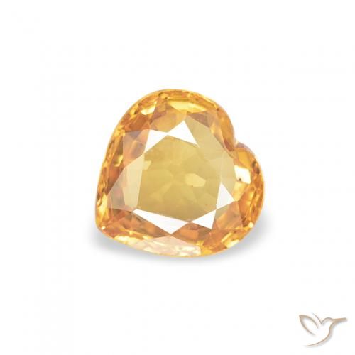 0.44ct Naturel Orange-or Saphir, Cœur, VVS-VS