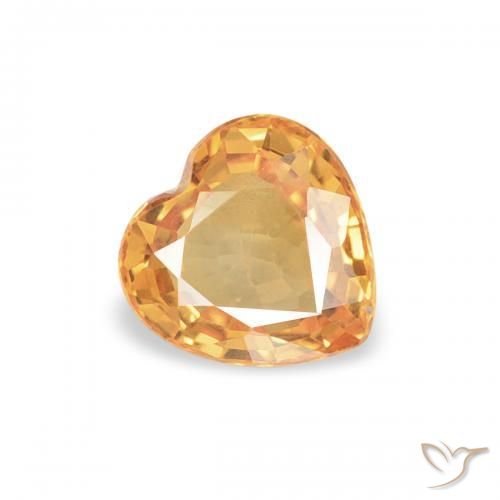 Saphir Orange moyen naturelle Cœur, 0.45 ct, VVS-VS