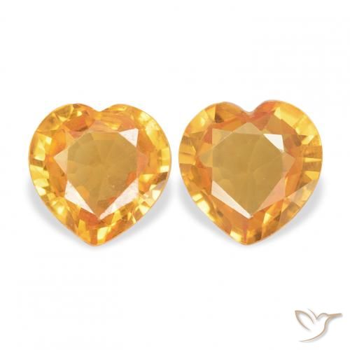 0.71ctw Naturel Orange moyen Saphir, Cœur, VVS-VS