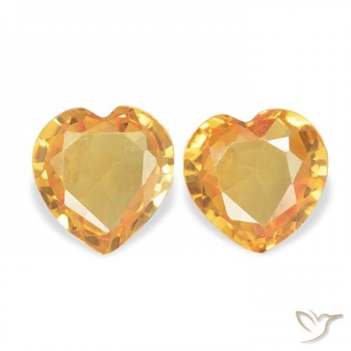 0.68ctw Naturel Orange moyen Saphir, Cœur, VVS-VS