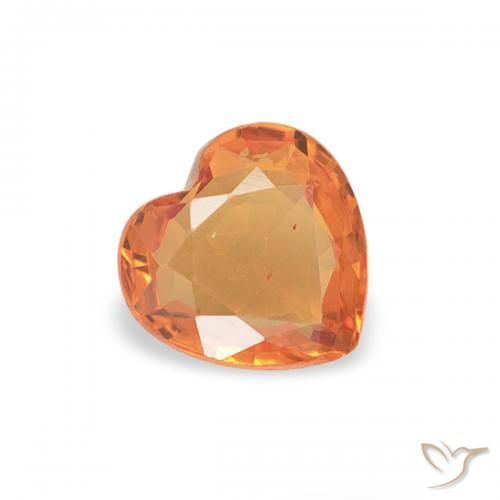 Saphir Orange rougeâtre naturelle Cœur, 0.36 ct, VVS-VS