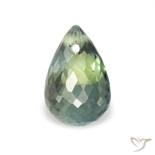 0.84ct Naturel Bleu vert Saphir, Briolette, VS