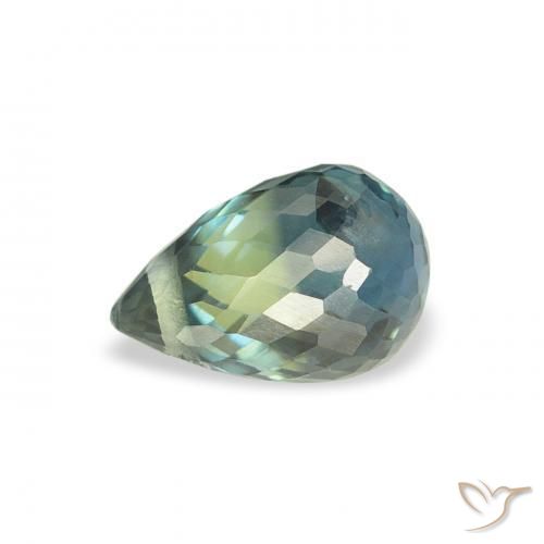 Saphir Bleu vert naturelle Briolette, 0.84 ct, VS