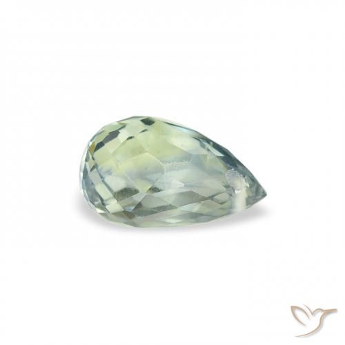Saphir Vert pâle naturelle Briolette, 0.69 ct, VS