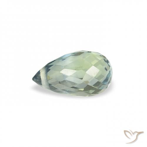 Saphir Vert pâle naturelle Briolette, 0.69 ct, VS