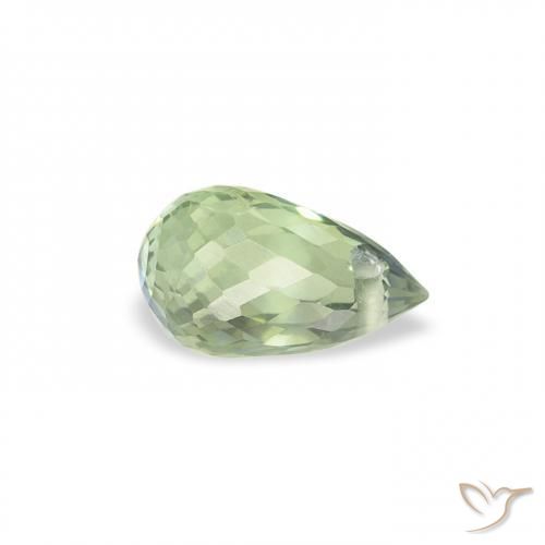 Saphir Vert pâle naturelle Briolette, 0.62 ct, VS