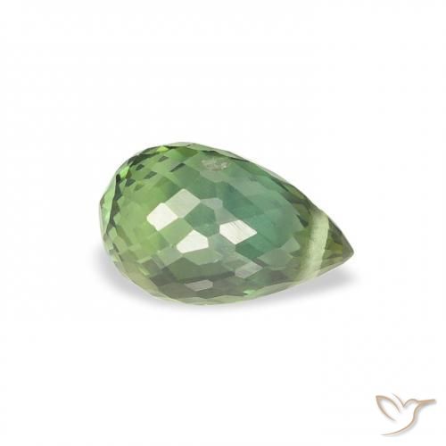 Saphir Vert forêt léger naturelle Briolette, 0.92 ct, VS