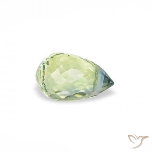 Saphir Vert poire léger naturelle Briolette, 0.47 ct, VS