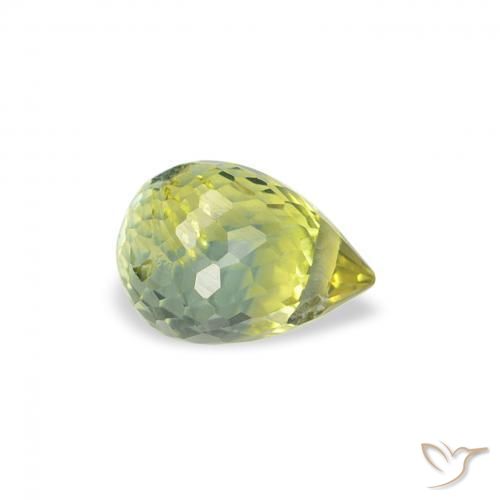 Saphir Vert jaunâtre naturelle Briolette, 0.68 ct, VS