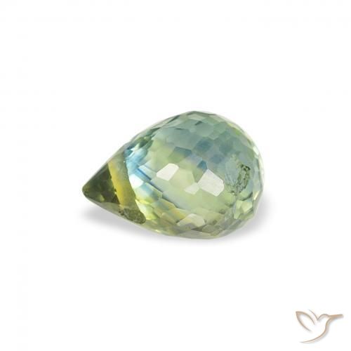 Saphir Vert jaunâtre naturelle Briolette, 0.68 ct, VS