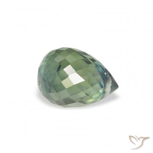 Saphir Bleu vert moyen naturelle Briolette, 1.20 ct, VS