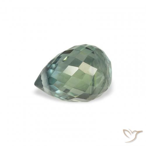 Saphir Bleu vert moyen naturelle Briolette, 1.20 ct, VS