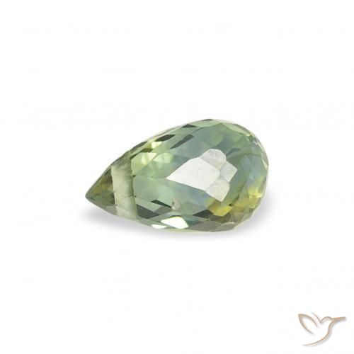 Saphir Vert chaud naturelle Briolette, 0.39 ct, VS