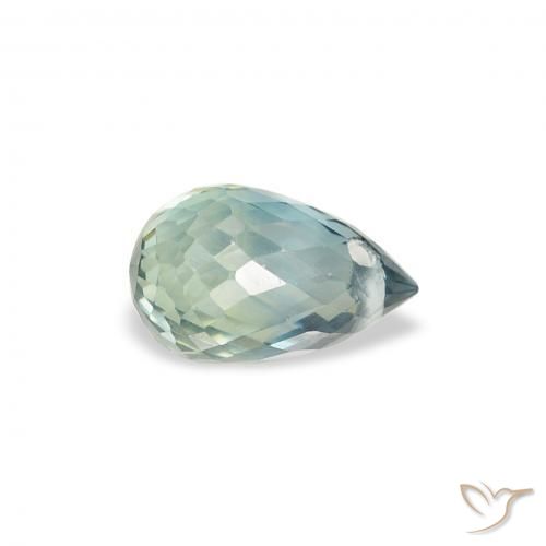 Saphir Sarcelle naturelle Briolette, 0.90 ct, VS