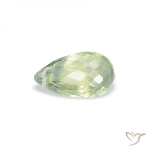 Saphir Vert très clair naturelle Briolette, 0.81 ct, VS