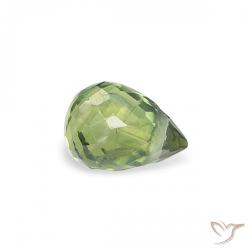 Saphir Vert moyen naturelle Briolette, 0.38 ct, VS