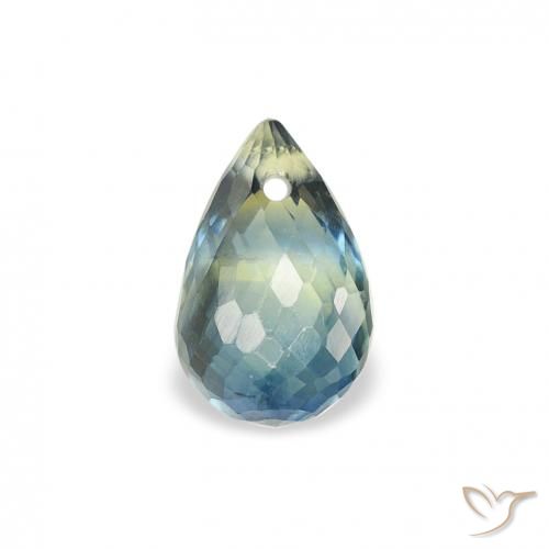0.85ct Naturel Bleu vert Saphir, Briolette, VS