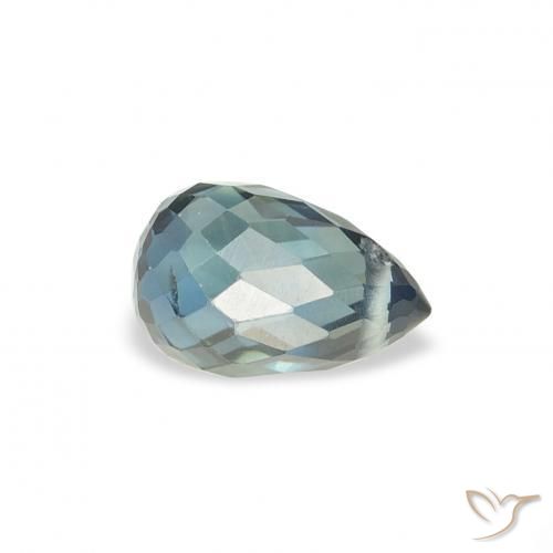 Saphir Bleu vert moyen naturelle Briolette, 0.90 ct, VS