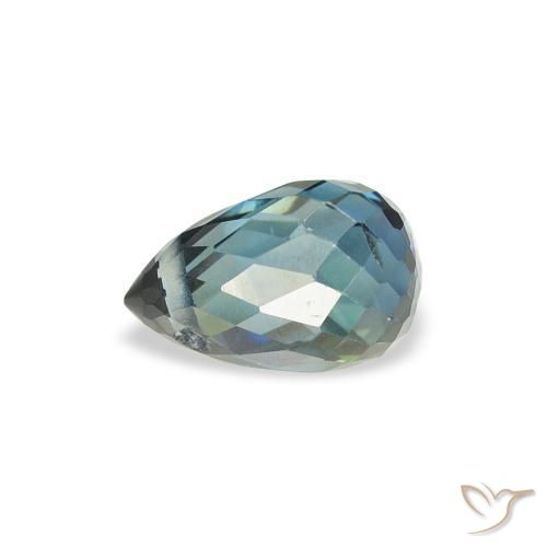 Saphir Bleu vert moyen naturelle Briolette, 0.90 ct, VS