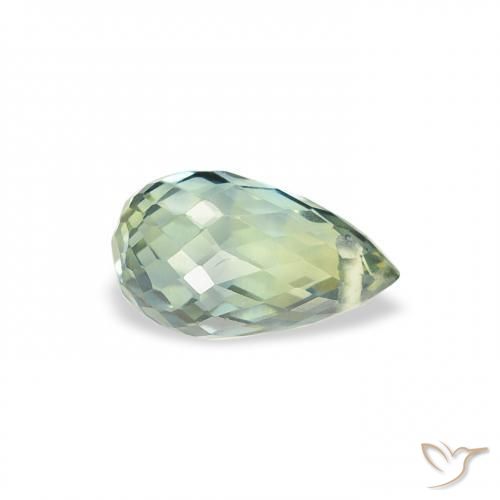 Saphir Vert forêt léger naturelle Briolette, 0.75 ct, VS