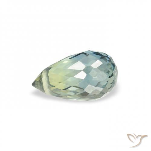 Saphir Vert forêt léger naturelle Briolette, 0.75 ct, VS