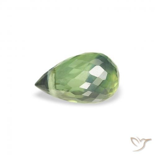 Saphir Vert chaud naturelle Briolette, 0.58 ct, VS