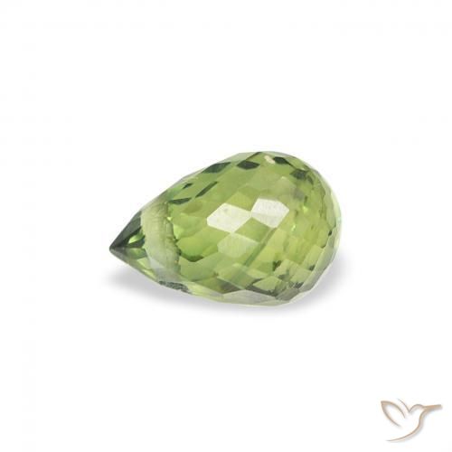 Saphir Olive verte naturelle Briolette, 0.59 ct, VS