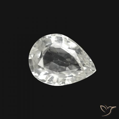 Saphir Blanc naturelle En forme de poire, 1.25 ct, VVS-VS
